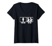 Womens Rollercoaster Your Dad My Dad Daughter Funny Roller Coaster V-Neck T-Shirt