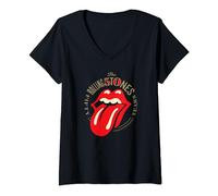 Womens Rolling Stones Official 50th Logo V-Neck T-Shirt