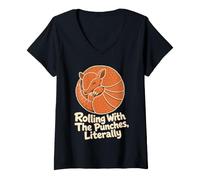 Women's Rolling with The Punches Literally Armadillo V-Neck T-Shirt