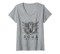 Womens Roma Invicta Graphic - Unconquered Rome Design V-Neck T-Shirt