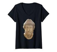Women's Roman Bust of Bearded Philosopher Hellenistic Style Greek V-Neck T-Shirt