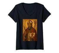 Womens Roman Catholic Icon of St Augustine of Hippo V-Neck T-Shirt