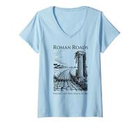 Womens Roman Roads Paving The Way Funny History V-Neck T-Shirt
