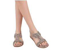 Women'S Roman Sandals Summer Ethnic Open Toe Thick Bottom Slope Heel Women'S Shoes Women Flat Sandals for Summer (Gold, 4.5)