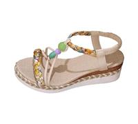 Women's Roman Sandals with Rhinestone Wedge Braided for Trekking and Beach | Rhinestone and weave for unique look, wedge for comfort. Ideal for holidays and outdoor activities.