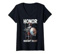 Womens Roman Soldier. Honor doesn't rust. V-Neck T-Shirt