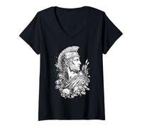 Womens Roman Warrior Wreath Ancient Gladiator Head V-Neck T-Shirt