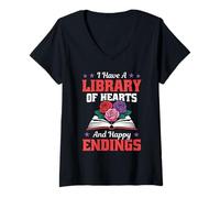 Women's Romance Book Club Romantasy Reader Books Library of Hearts V-Neck T-Shirt