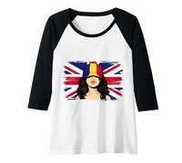 Womens Romania Britain Flags Women Roots British Romanian Heritage Raglan Baseball Tee
