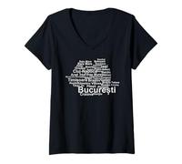 Women's Romania Travel, Romania Silhouette, Romania Trip, Romania V-Neck T-Shirt