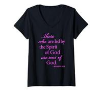 Women's Romans 8 14 Those Who are Led by The Spirit Scripture Bible V-Neck T-Shirt