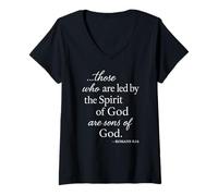 Womens Romans 8 14 Those Who are Led by The Spirit Scripture Bible V-Neck T-Shirt