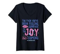 Womens Romans 8:18 Bible Joy is Coming Inspirational Christian V-Neck T-Shirt