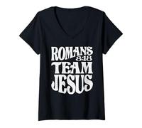 Womens Romans 8:18 Team Jesus Bible Verse Christian V-Neck T-Shirt