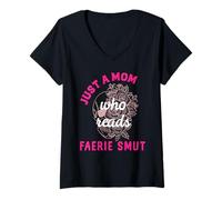 Women's Romantasy Book Lover Just A Mom Reads Fairie Tale Smut Spicy V-Neck T-Shirt