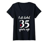 Women's Romantic 35th Wedding Anniversary V-Neck T-Shirt