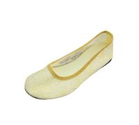 Women's Romantic Light Blue Lace Flats Breathable Sheer Mesh Slip On Ballet Shoes for Summer Vacations Beach Parties Yellow 7.0