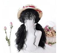Women's Romantic Ringlet Curls Long Hair Cosplay Wigs Princess Costume Daily Party School Play Theatre Halloween Fancy Dress Wig (Natural Black)