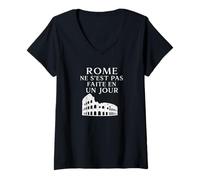 Womens Rome Ne S’est Pas Faite En Un Jour Minimalist Quote V-Neck T-Shirt