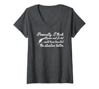 Women's Romeo and Juliet Funny Statement V-Neck T-Shirt, Dark Heather Grey, Large