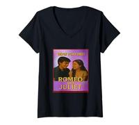 Womens Romeo Juliet Movie Poster Shakespeare Now Playing Tragedy V-Neck T-Shirt