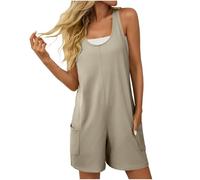 Women's Romper Uk Casual Baggy Sleeveless Playsuit Pockets Summer Harem Pants Wide Leg Jumpsuits Rompers Tank Top Jumpsuit Ladies Short Jumpsuits Baggy Overall Bib Streetwear Clubwear 2XL XL