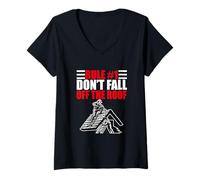 Womens Roof Contractor Roofer Roofing Rule 1 Don’t Fall Of The Roof V-Neck T-Shirt