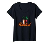 Women's Root Vegetable Illustration Deeply Rooted V-Neck T-Shirt