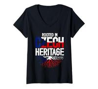 Womens Rooted in Czech Heritage, Czech Roots Pride V-Neck T-Shirt