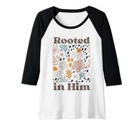 Womens Rooted in Him Ephesians 3:17 Raglan Baseball Tee