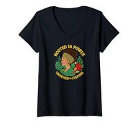 Womens Rooted in Power, Crowned in Culture Afro-Latina Apparel V-Neck T-Shirt