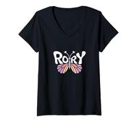 Womens Rory Butterfly - Personalized Cute Name Word Art V-Neck T-Shirt
