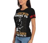 Women's Rory T-Shirt Gallagher Black T Shirt Logo Tee Crew Neck Print Tops Singer Tshirt for Women Big Teen Girl Fans Merch Clothes Gift
