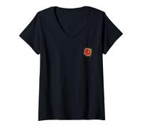 Womens Rose American Traditional Flash Tattoo Design V-Neck T-Shirt