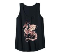 Womens Rose Dragon with Antlers Mystical Fantasy Pink Floral Wings Tank Top