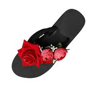 Women's Rose Flip Flops Women Summer Platform Memory Foam Comfortable Walking Thong Sandals Ladies Wedge Flip Flops Slippers Floral Beach Sandals Wedding Party Sandals UK Sale