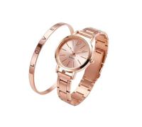 Women's Rose Gold Watch with Matching Bracelet Love - Set Analogue Quartz Watch with Elegant Stainless Steel Metal Strap and Minimalist Dial - Original Gift for Women Birthday Christmas Valentine's