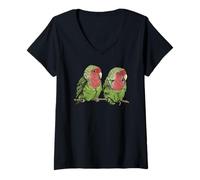Womens Rose Head I Love Heart Motif for Bird Keepers V-Neck T-Shirt