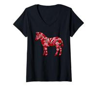 Women's Rose Zebra Flower Gardening Floral V-Neck T-Shirt