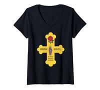 Women's Rosicrucian Rosy Cross - Rose Cross V-Neck T-Shirt
