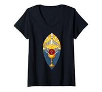 Womens Rosicrucian Seal of the Grail Rose Cross V-Neck T-Shirt