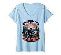 Womens Rossquatch Hilarious Bigfoot Painting Canvas in Wild Funny V-Neck T-Shirt