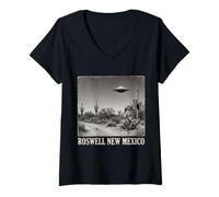 Women's Roswell New Mexico Desert UFO Alien Vintage V-Neck T-Shirt