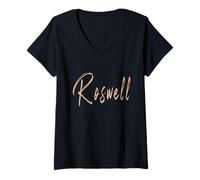 Womens Roswell New Mexico Vintage Elegant Design V-Neck T-Shirt