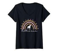 Womens Rottweiler Mum For Women Rainbow Rottie Mum Rott Dog Mummy V-Neck T-Shirt