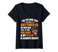 Womens Rottweiler T-Shirt I'm Telling You I'm Just A Big Fur Baby V-Neck T-Shirt