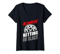 Womens Roulette ALWAYS BETTING ON BLACK Funny Roulette Game V-Neck T-Shirt