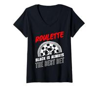 Womens ROULETTE BLACK IS ALWAYS THE BEST BET Funny V-Neck T-Shirt