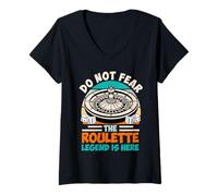 Womens Roulette DO NOT FEAR THE ROULETTE LEGEND IS HERE Funny V-Neck T-Shirt