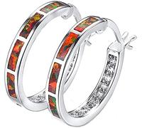 Women's Round Endless Circle Earrings (Red) Durability